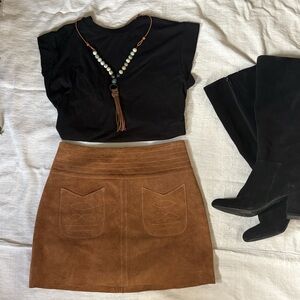 Brown Suede Mini Skirt